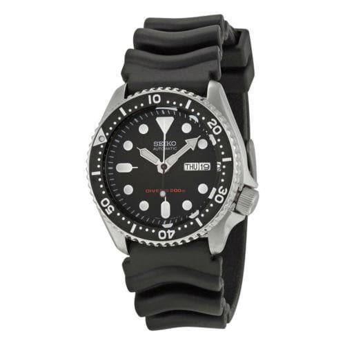Seiko Black SKX 200M Diver's Junior Size Rubber Strap+All Stainless Steel Jubilee Bracelet Watch SKX013K1 SET - Prestige