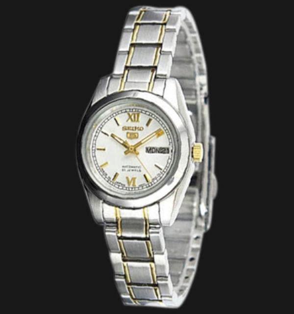 Seiko 5 Classic Ladies Size Silver Dial 2 Tone Gold Plated Stainless Steel Strap Watch SYMK29K1 - Prestige