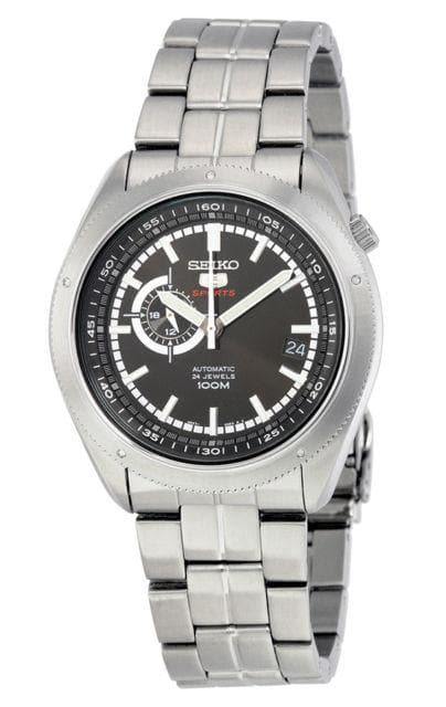 Seiko 5 Sports 100M 24 Hour Sub-Dial Black Men's Stainless Steel Strap Watch SSA065K1 - Prestige