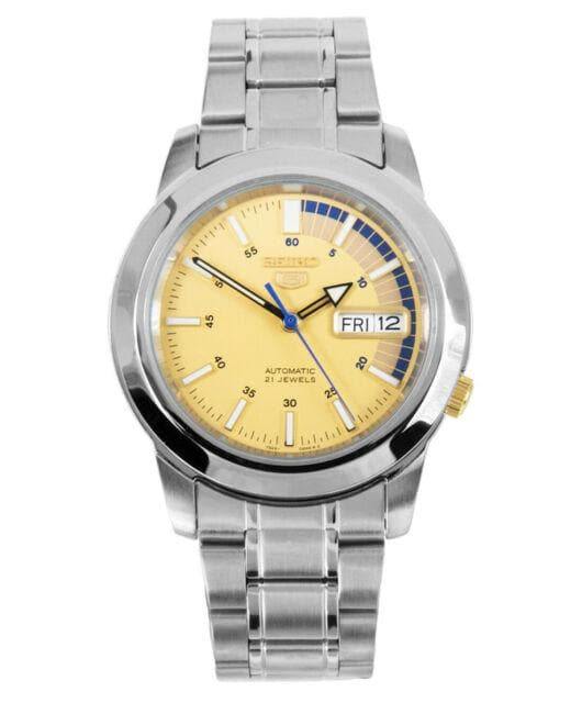 Seiko 5 Classic Men's Size Yellow Dial Stainless Steel Strap Watch SNKK29K1 - Prestige