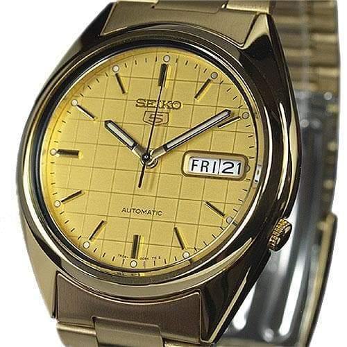 Seiko 5 Classic Men's Size Gold Dial & Plated Stainless Steel Strap Watch SNXL72K1 - Prestige