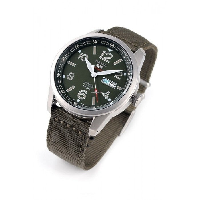Seiko 5 Sports Military 100M Automatic Men's Watch Green Nylon Strap SRP621K1