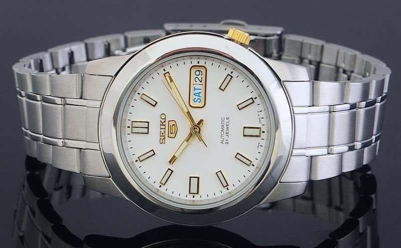 Seiko 5 Classic Men's Size White Dial Stainless Steel Strap Watch SNKK07K1 - Prestige