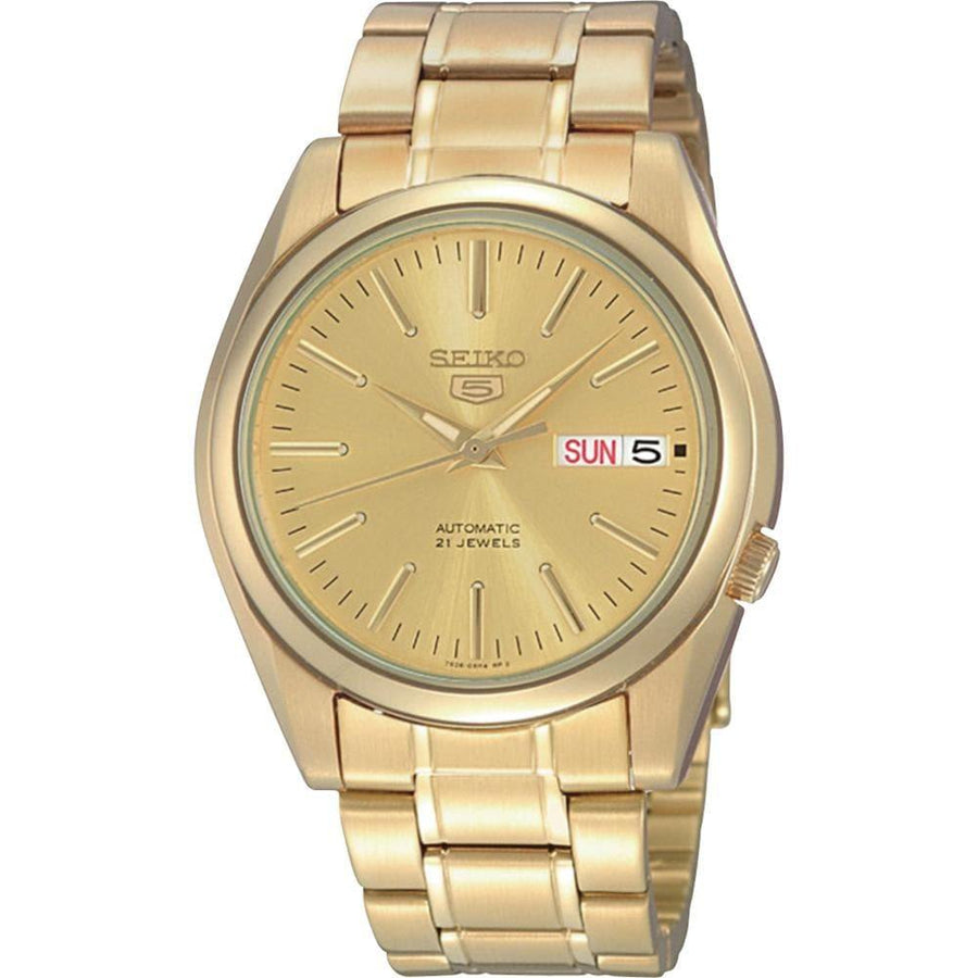 Seiko 5 Classic Men's Size Gold Dial & Plated Stainless Steel Strap Watch SNKL48K1 - Prestige