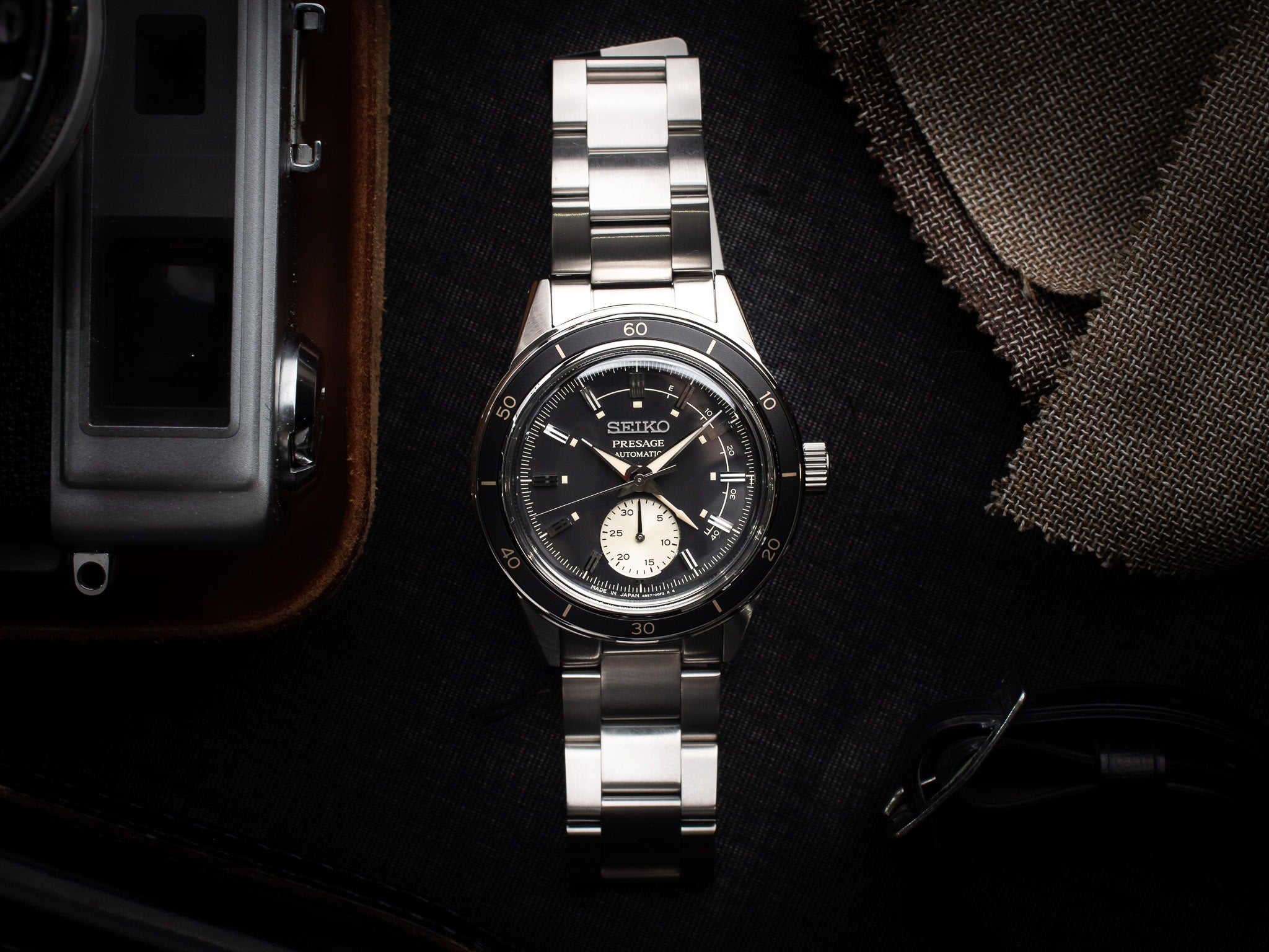 Seiko Presage Style 60 Black Men's Stainless Steel Watch w/ Power Reserve Indicator SSA449J1 - Prestige