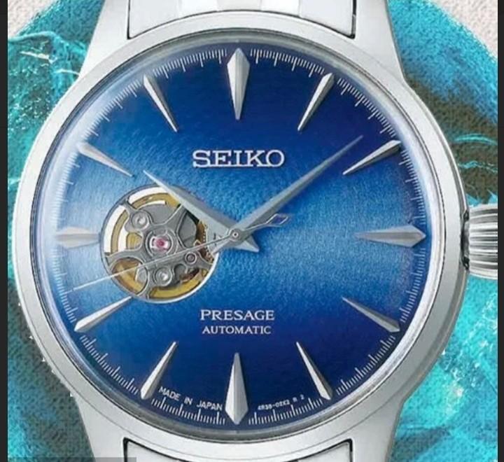 Seiko Presage Cocktail Time Blue Acapulco Open Heart Men's Watch SSA439J1 - Prestige