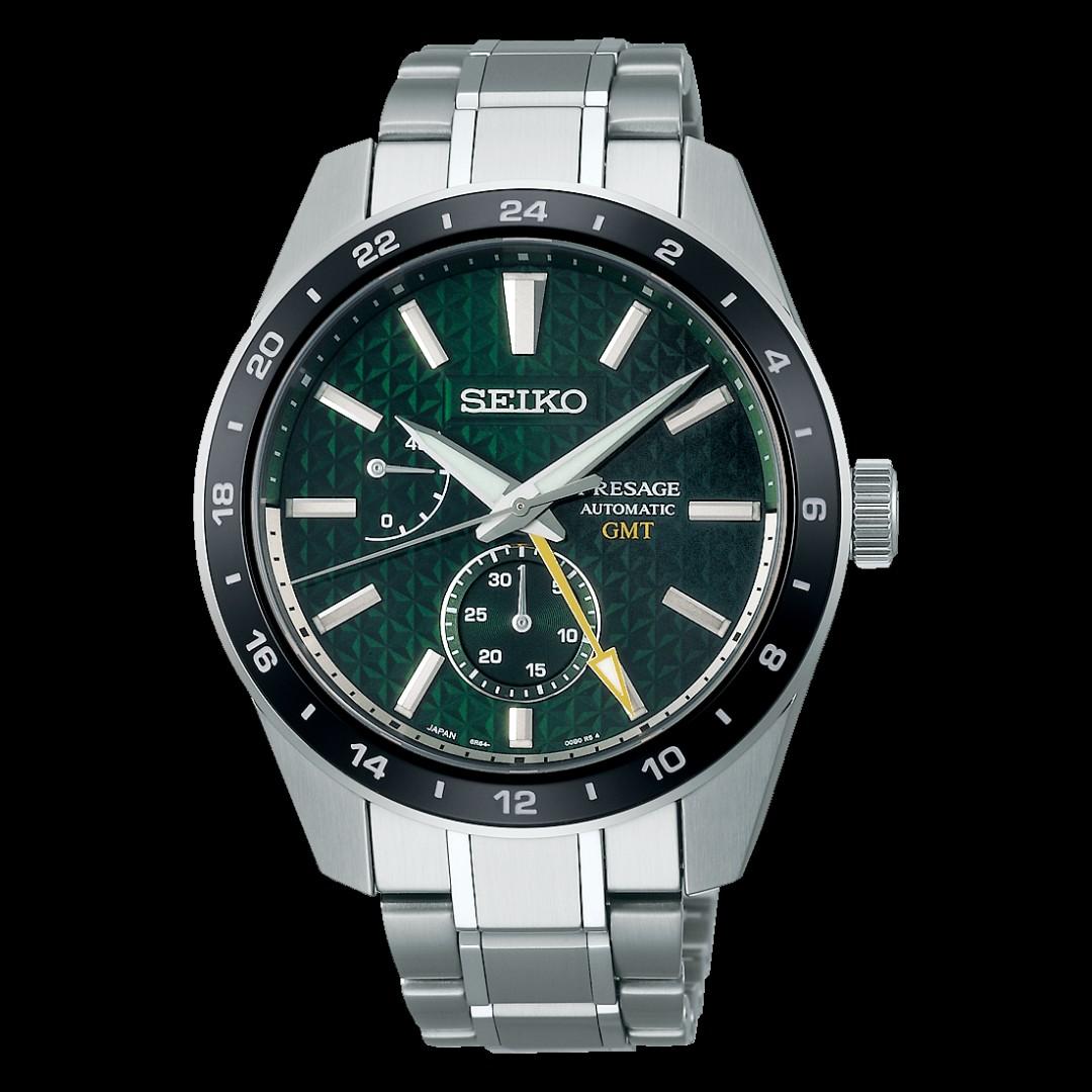 Seiko JAPAN Made Presage Sharp Edged Series Tokiwa Green GMT Men's Stainless Steel Watch SPB219J1 - Prestige