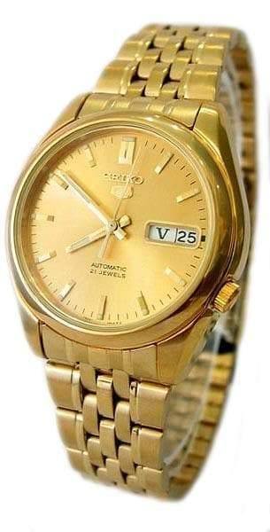 Seiko 5 Classic Men's Size Gold Dial & Plated Stainless Steel Strap Watch SNK366K1 - Prestige