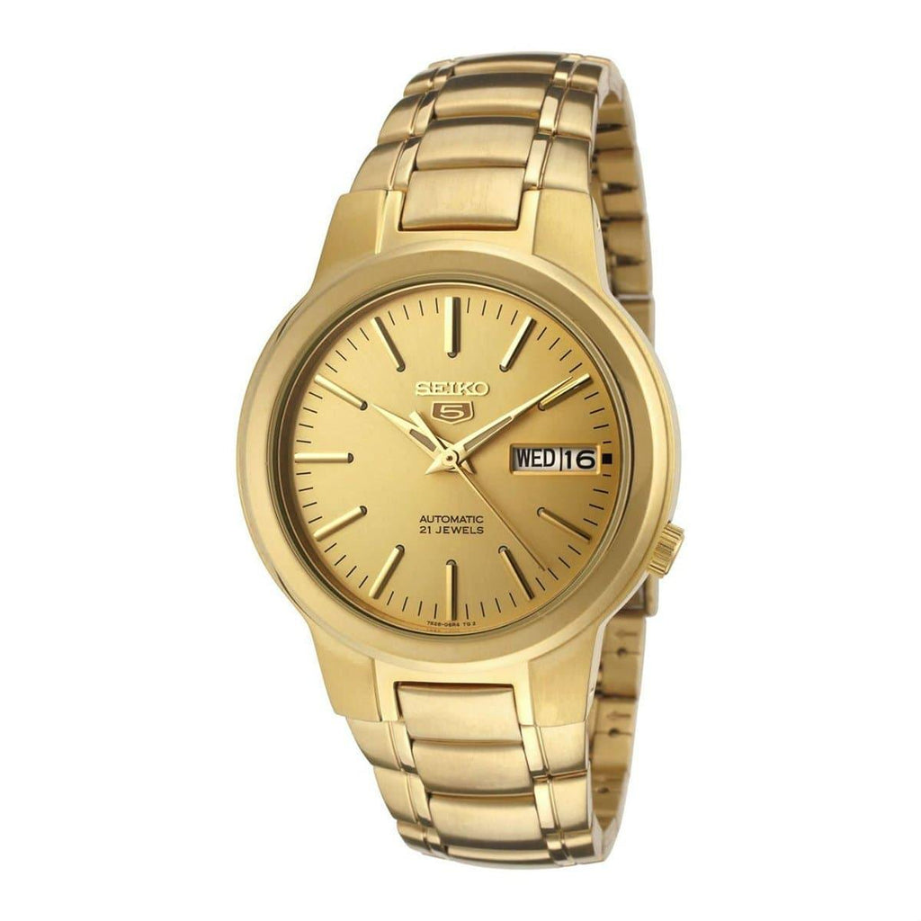 Seiko 5 Classic Men's Size Gold Dial & Plated Stainless Steel Strap Watch SNKA10K1 - Prestige