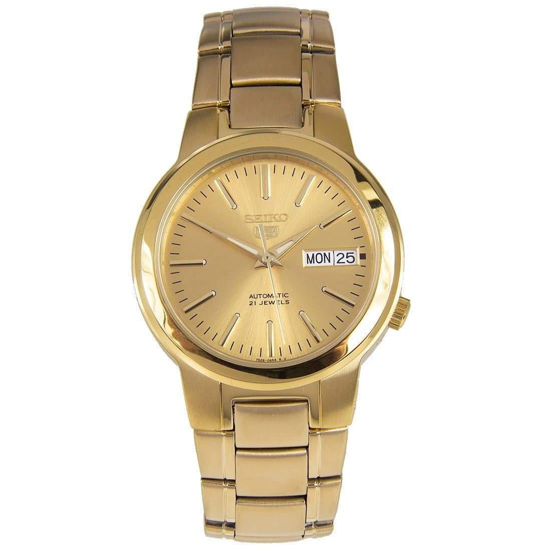 Seiko 5 Classic Men's Size Gold Dial & Plated Stainless Steel Strap Watch SNKA10K1 - Prestige