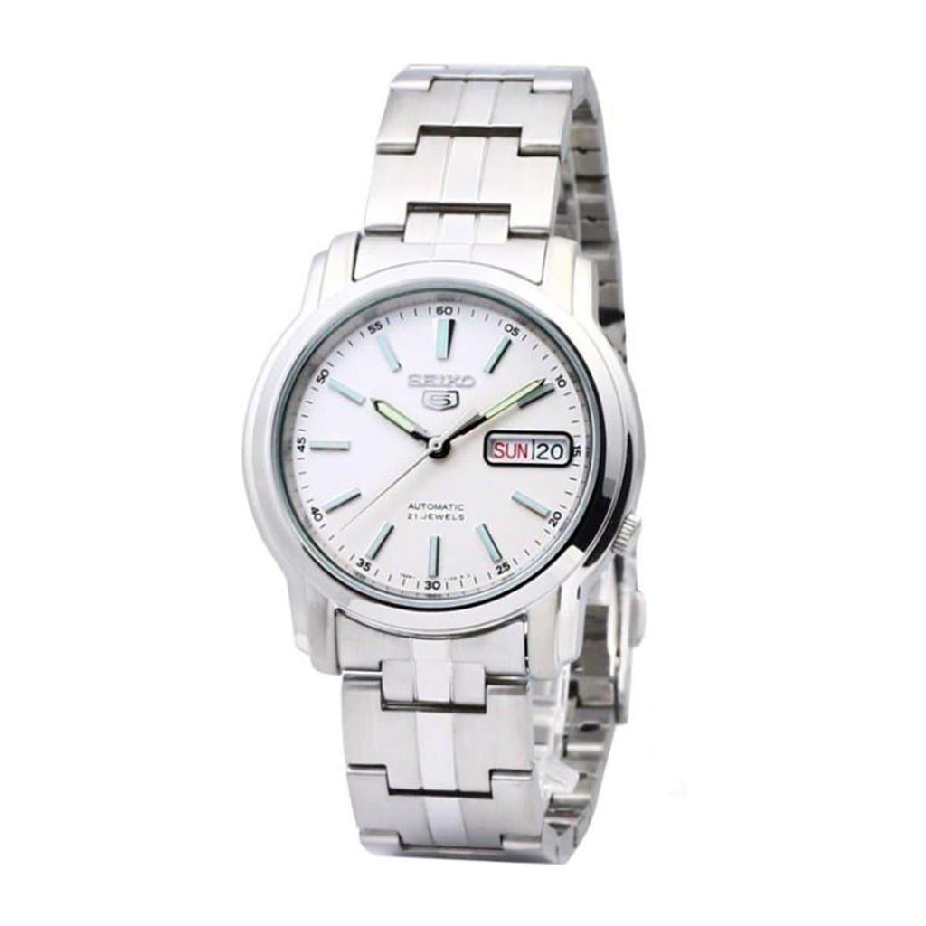 Seiko 5 Classic Men's Size Silver Dial Stainless Steel Strap Watch SNKK65K1 - Prestige