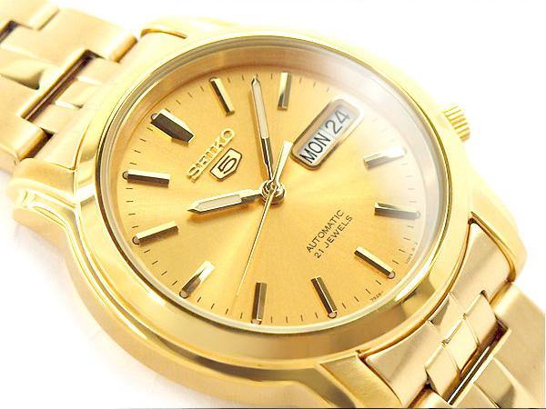 Seiko 5 Classic Men's Size Gold Dial & Plated Stainless Steel Strap Watch SNKK76K1 - Prestige