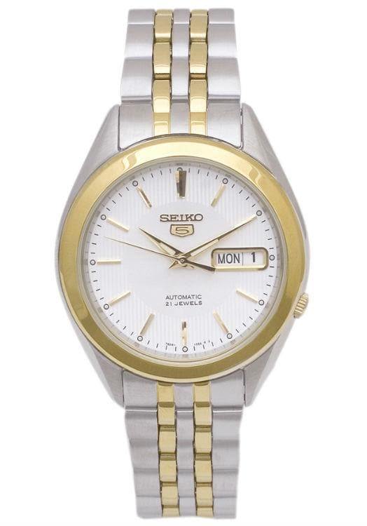 Seiko 5 Classic Men's Size Silver Dial 2 Tone Gold Plated Stainless Steel Strap Watch SNKL24K1 - Prestige