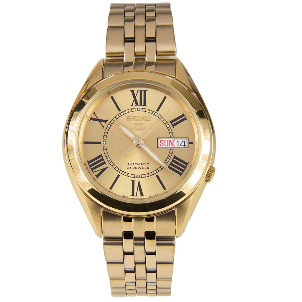 Seiko 5 Classic Men's Size Gold Dial & Plated Stainless Steel Strap Watch SNKL38K1 - Prestige