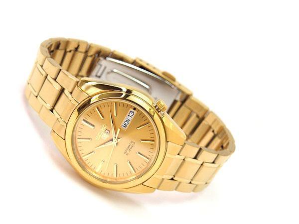 Seiko 5 Classic Gold Dial Couple's Gold Plated Stainless Steel Watch Set SNKL48K1+SYMK20K1 - Prestige