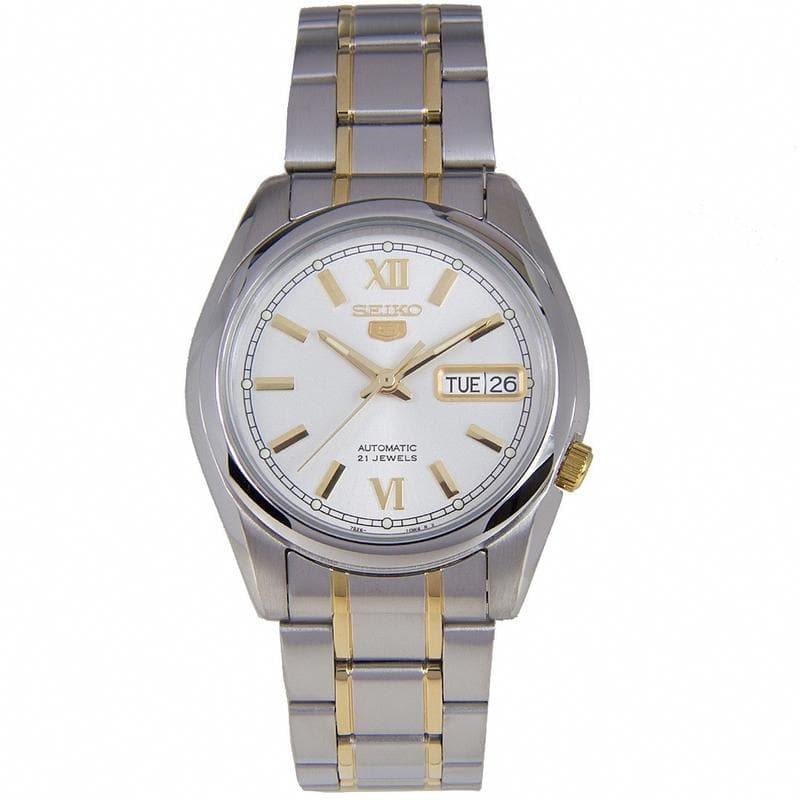 Seiko 5 Classic Men's Size Silver Dial 2 Tone Gold Plated Stainless Steel Strap Watch SNKL57K1 - Prestige