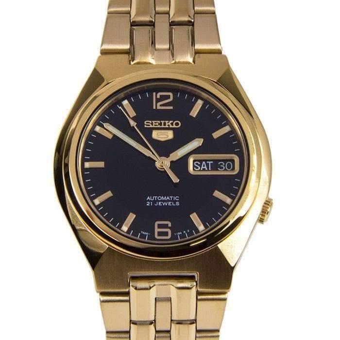 Seiko 5 Classic Men's Size Black Dial Gold Plated Stainless Steel Strap Watch SNKL66K1 - Prestige