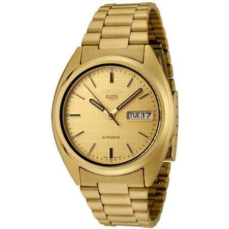 Seiko 5 Classic Men's Size Gold Dial & Plated Stainless Steel Strap Watch SNXL72K1 - Prestige