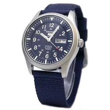 Seiko 5 Sports Military 100M Automatic Men's Watch Blue Nylon Strap SNZG11K1