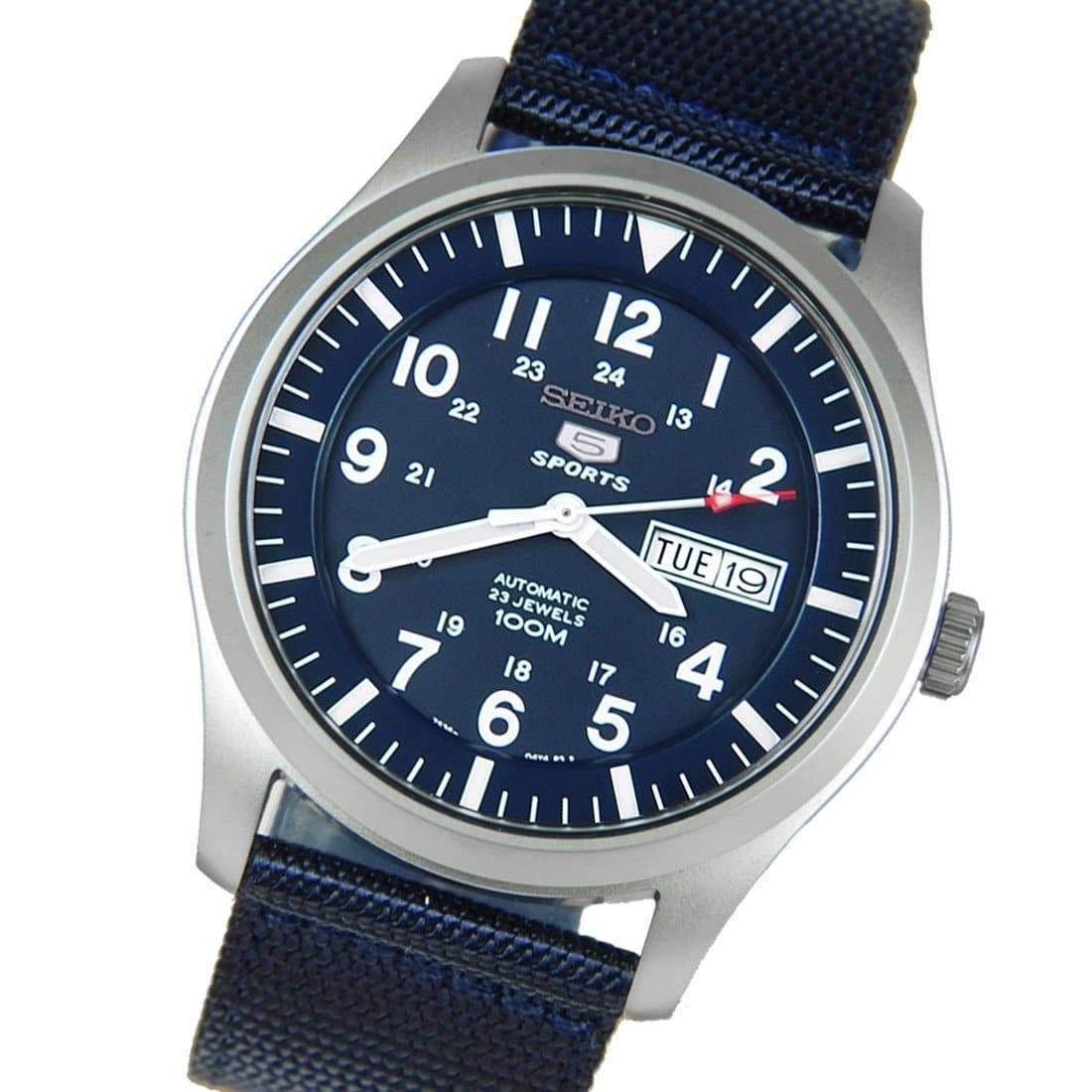 Seiko 5 Sports Military 100M Automatic Men's Watch Blue Nylon Strap SNZG11K1 - Prestige