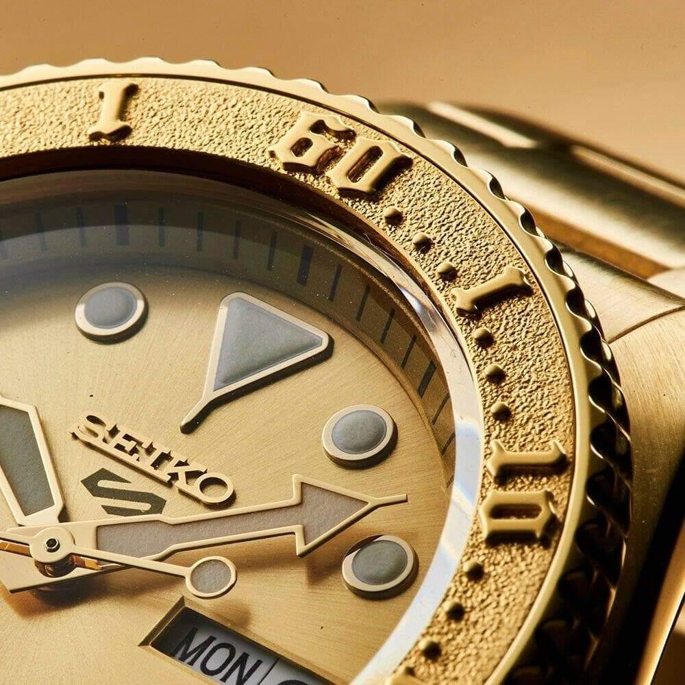 Seiko 5 Sports 100M Automatic Men's Watch All Gold Plated SRPE74K1 - Prestige