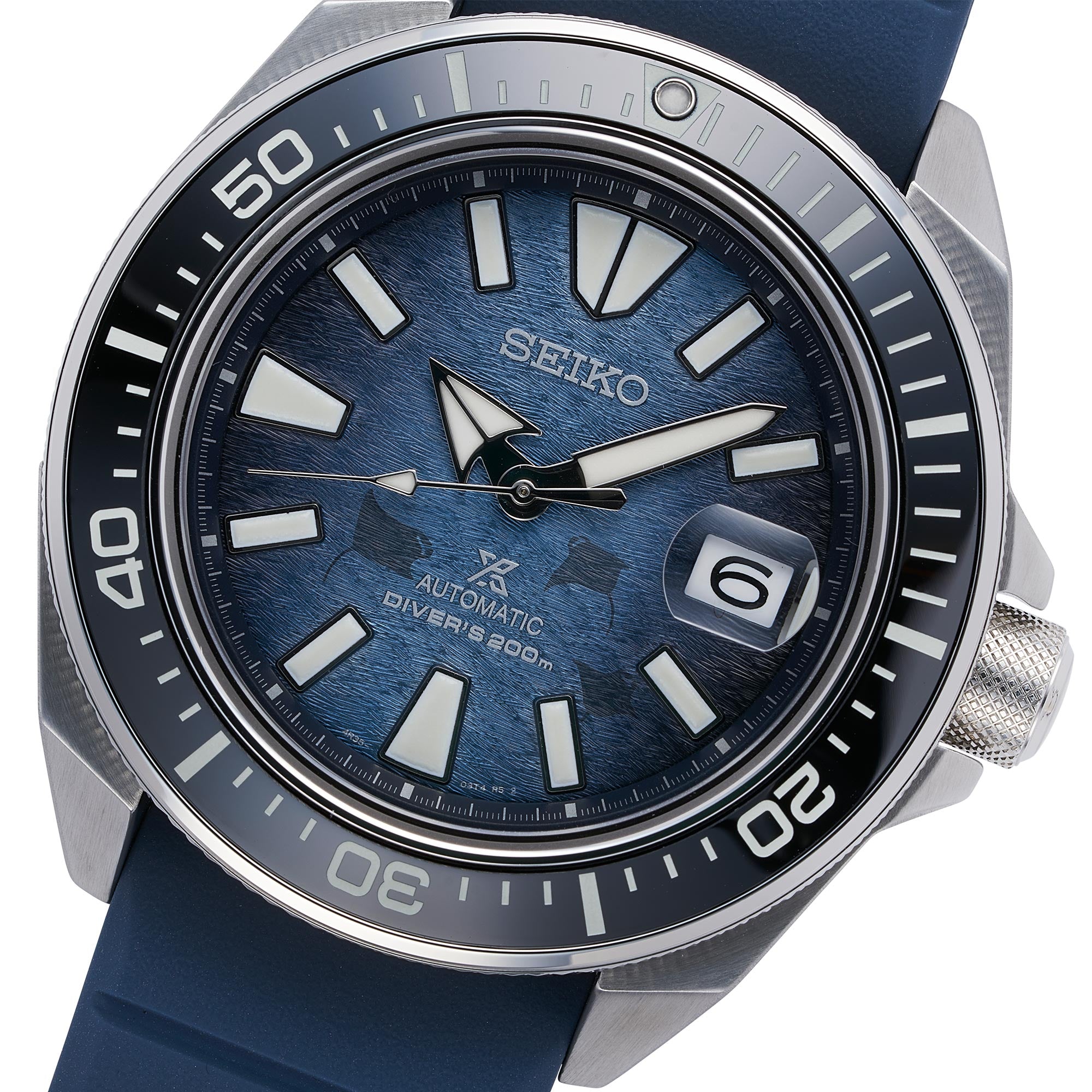 Seiko SE Save the Ocean Dark Manta Ray King Samurai Diver's Men's Rubber Strap Watch SRPF79K1 - Prestige