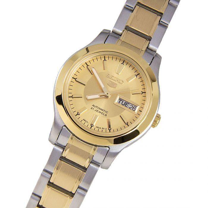 Seiko 5 Classic Ladies Size Gold Dial 2 Tone Gold Plated Stainless Steel Strap Watch SYMD92K1 - Prestige