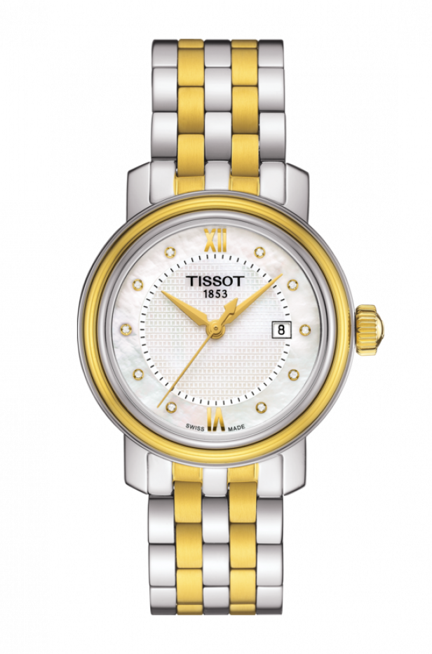 Tissot Swiss Made T-Classic Bridgeport 2 Tone Gold Plated MOP Ladies' Watch T0970102211600 - Prestige