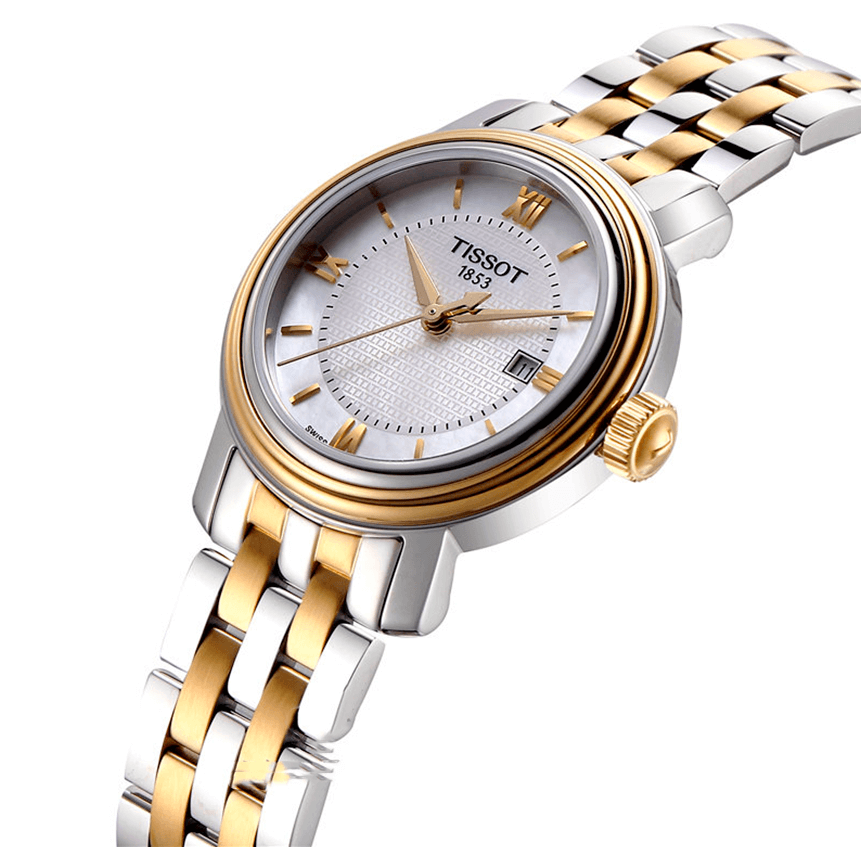 Tissot Swiss Made T-Classic Bridgeport 2 Tone Gold Plated MOP Ladies' Watch T0970102211800 - Prestige