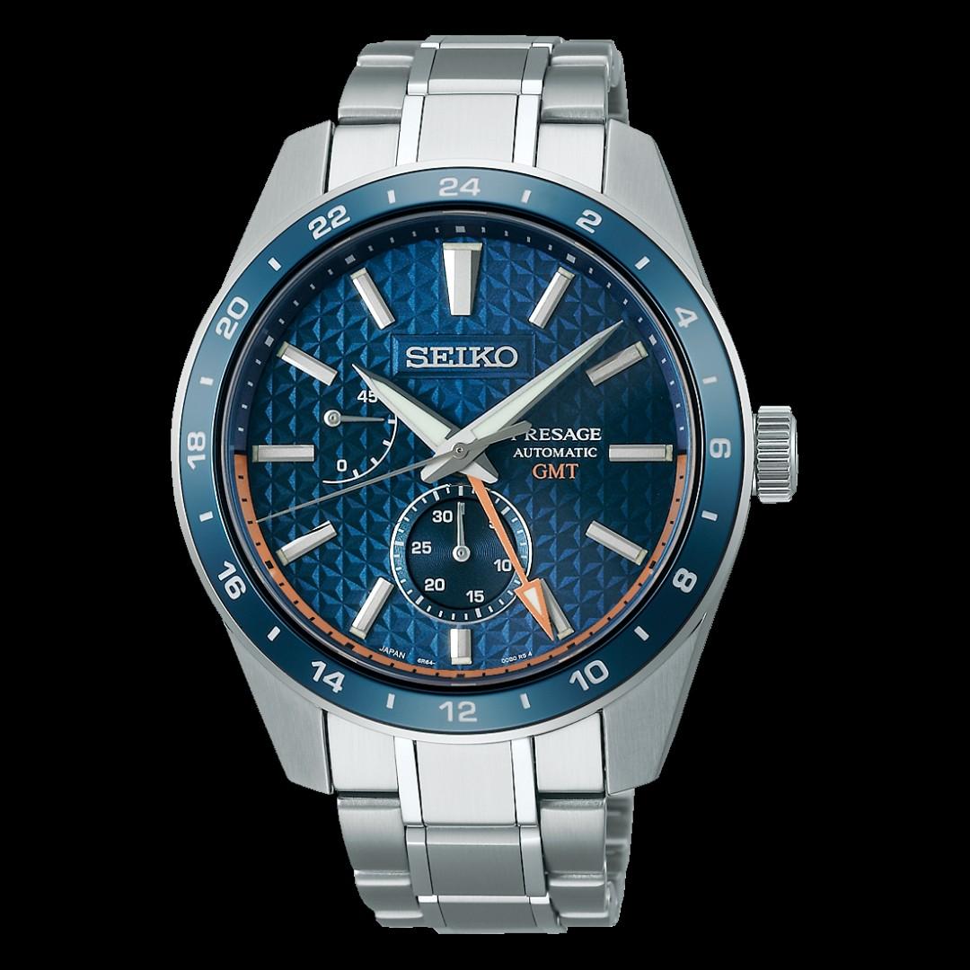 Seiko Japan Made Presage Sharp Edged Series Aitetsu Blue GMT Men's Stainless Steel Watch SPB217J1 - Prestige