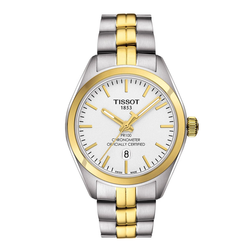 Tissot Swiss Made T-Classic PR100 Chronometer 2 Tone Gold Plated Ladies' Watch T1012512203100 - Prestige