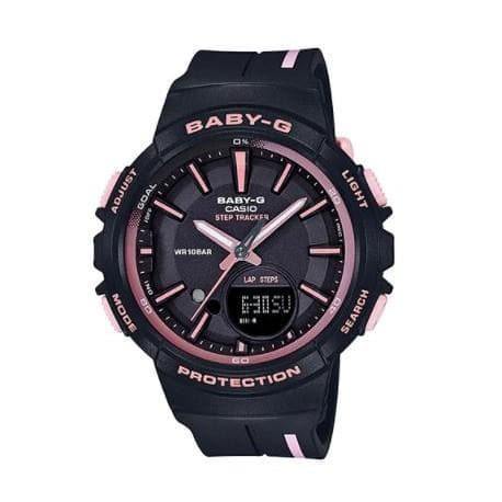 Casio Baby-G BGS Step Tracker Analog-Digital Black x Pink Accents Watch BGS100RT-1ADR - Prestige