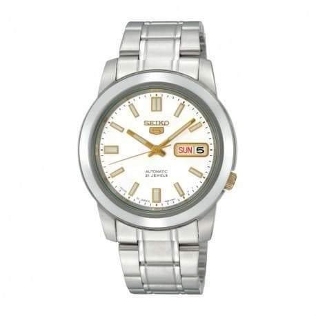 Seiko 5 Classic Men's Size White Dial Stainless Steel Strap Watch SNKK07K1 - Prestige