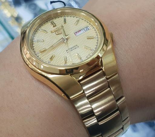 Seiko 5 Classic Gold Dial Couple's Gold Plated Stainless Steel Watch Set SNK610K1+SYMC18K1 - Prestige