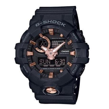 Casio G-Shock Analog-Digital Black x Rose Gold Accents Watch GA710B-1A4DR - Prestige