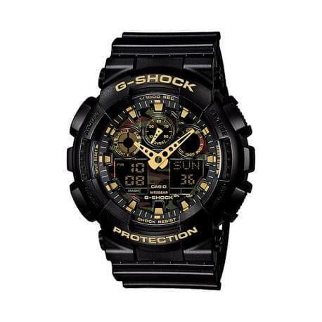 Casio G-Shock Military Green Camo Print Dial Black Watch GA100CF-1A9DR - Prestige