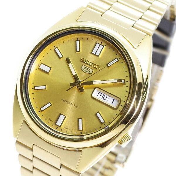 Seiko 5 Classic Men's Size Gold Dial & Plated Stainless Steel Strap Watch SNXS80K1 - Prestige